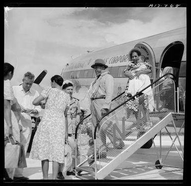 Air passengers arriving at Aitutaki, Cook Islands