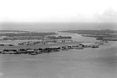 An aerial view of the naval shipyard