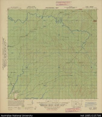 Papua New Guinea, Northeast New Guinea, Uvo West, Provisional map, Sheet B55/1, 1368, 1944, 1:63 360