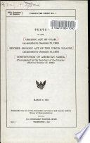 Texts of the Organic act of Guam, as amended to December 31, 1960 ; Revised organic act of the Virgin Islands, as amended to December 31, 1960 ; Constitution of American Samoa, promulgated by the Secretary of the Interior, effective October 17, 1960