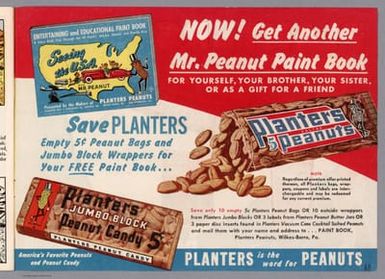 (Advertisement to) Now! Get another Mr. Peanut paint book.