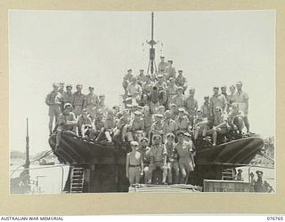 MADANG, NEW GUINEA. 1944-10-29. MEMBERS OF THE CREW OF THE RAN FRIGATE BARCOO