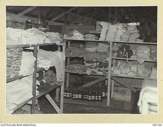 TOROKINA, BOUGAINVILLE. 1945-04-19. A VIEW OF THE RED CROSS GENERAL STORE AT THE 2/1 GENERAL HOSPITAL