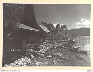 JACQUINOT BAY, NEW BRITAIN. 1945-06-09. ENGINEER STORAGE DUMP AND YARDS SITUATED ON THE WATERFRONT AT 5 BASE SUB-AREA