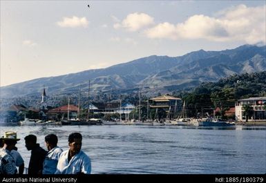 Tahiti - looking at Papeete Quay from launch to Moorea