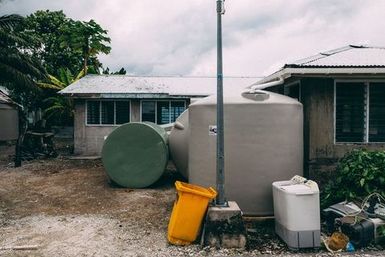 Three water tanks, Fakaofo, Tokelau