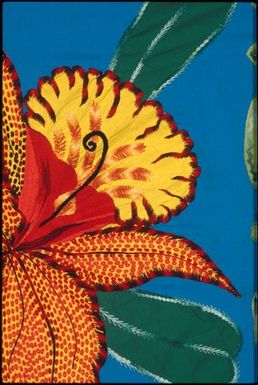 Tivaevae tataura, cattleya orchid pattern, by Parau Taruia (detail)