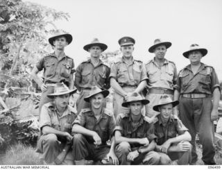RABAUL, NEW BRITAIN, 1945-09-13. A GROUP OF OFFICERS AT 4 FIELD AMBULANCE. THE UNIT WAS ESTABLISHED AT RABAUL PRIMARILY TO CATER FOR THE MEDICAL REQUIREMENTS OF INDIAN SERVICEMEN RELEASED FROM ..