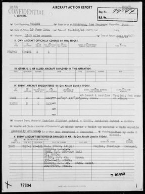 VB-101 - ACA Rep #4 – Rep of Act With 2 Jap “Tonys” on 6/19/44 While on Routine Patrol Northeast of Palau Islands