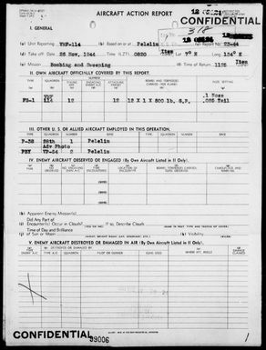 VMF-114 - ACA Reps Nos 23-44 & 24-44 - Bombing of Gagil-Tomil Airstrip, Yap Is, Carolines, & Targets of Opportunity in the Palau Is 11/26 & 28/44