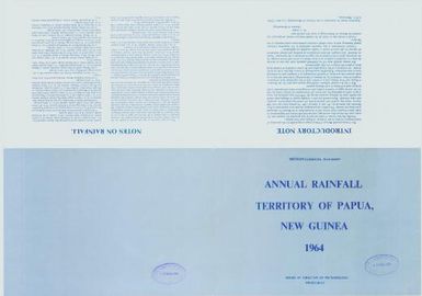 Annual rainfall map, Territory of Papua and New Guinea (Verso 1964)