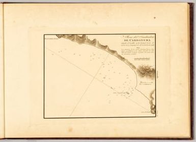 Plano del fondeadero de Carbonera situado el castillo en la latitud Norte de 36°. 57'. 30". y longitud de 4°. 23'. 30". al E. de Cadiz.