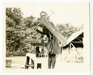 [Melanesian Man Holding Axe and Shield]