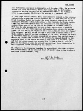 Kimmel, Husband E., Reports: Navy Court of Inquiry, Pearl Harbor Report, August 29, 1945