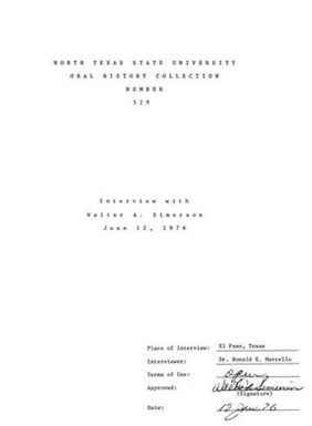 Oral History Interview with Walter A. Simerson, June 12, 1976