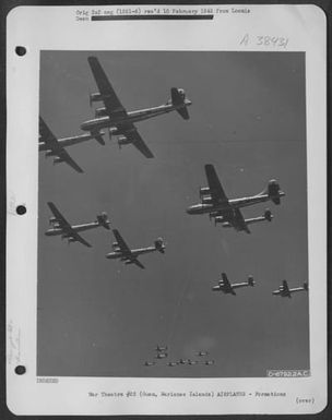 A Formation Of Boeing B-29 "Superfortresses", Based On Guam, Marianas Islands. May 1945. (U.S. Air Force Number C67922AC)