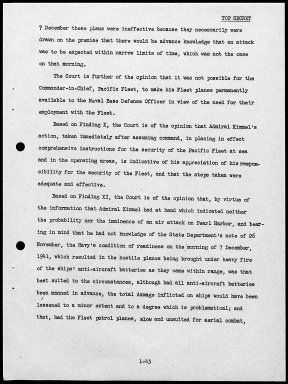 Kimmel, Husband E., Reports: Navy Court of Inquiry, Pearl Harbor Report, August 29, 1945
