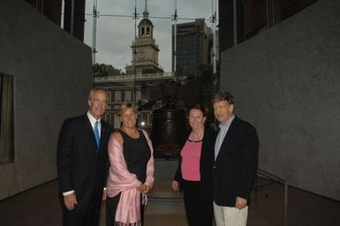 [Assignment: 48-DPA-07-13-08_SOI_K_Philly_Rec] Reception at Independence National Historical Park for attendees at the National Governors Association Centennial Meeting in Philadelphia, Pennsylvania. Secretary Dirk Kempthorne [and Independence National Historical Park Deputy Superintendent Darla Sidles delivered official remarks; and the Secretary conversed with fellow NGA attendees, among them Pennsylvanina Governor Edward Rendell, Vermont Governor James Douglas, Wyoming Governor Dave Freudenthal, Guam Governor Felix Camacho, former Tennessee Governor Don Sundquist, and former Michigan Governor John Engler.] [48-DPA-07-13-08_SOI_K_Philly_Rec_IOD_9361.JPG]