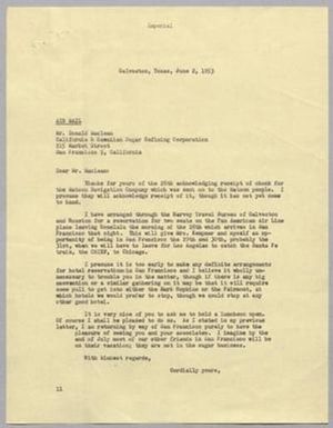 [Letter from I. H. Kempner to Donald Maclean, June 2, 1953]