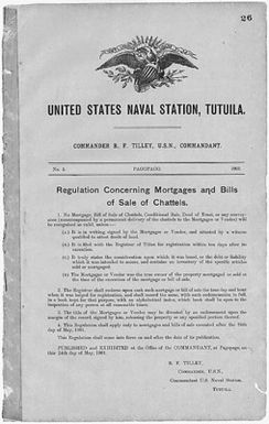 Regulation Concerning Mortgages and Bills of Sale of Chattels, Order No.5.