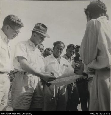 Field Officers and farmers reviewing map