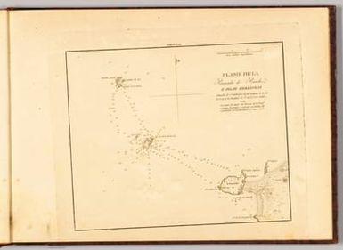 Plano de la Peninsula de Peniche e Islas Berlingas situado el Co. Carboeiro en la latitud N. de 39°. 21'. 00". y longitud de 3°. 08'. 15". al O. de Cadiz.