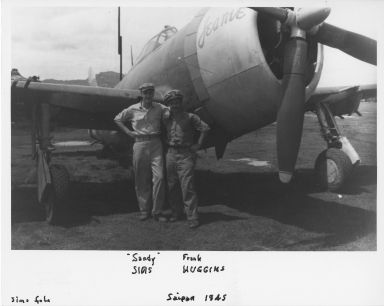 Chas Sims and Frank Huggins in Front of Plane "Jeanie"