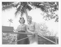 Lucy Slade Libby and serviceman in Guam