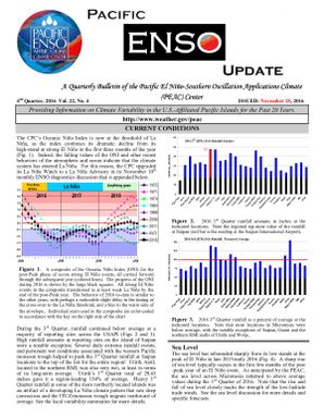 Pacific ENSO update : Providing information on climate variability in the US affiliated Pacific Islands for the past 20 years 4th quarter Vol 22 No.4