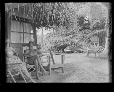 Jack Lynch with unidentified woman, Tahiti