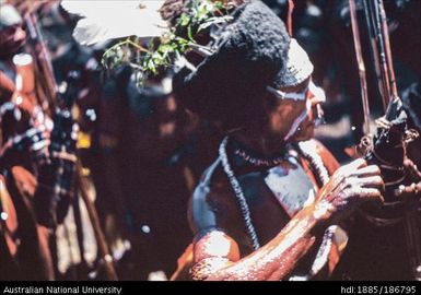 Mendi man wearing paint and head dress