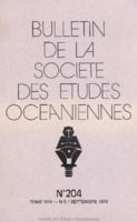 Bulletin de la Société des Études Océaniennes numéro 204
