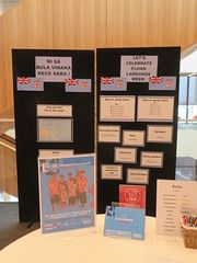 Fijian Language Week display, Tūranga