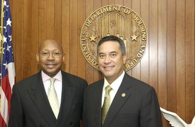 Secretary Alphonso Jackson with Guam Governor Felix Camacho - Secretary Alphonso Jackson meeting with Guam Governor Felix Camacho at HUD Headquarters