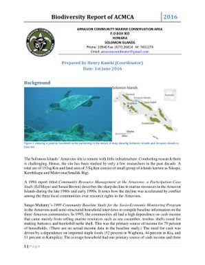 Biodiversity report of Arnavon community marine conservation area (ACMCA)