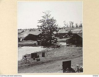 CAPE WOM, WEWAK AREA, NEW GUINEA. 1945-08-30. THE MOTOR TRANSPORT LINES, 2/4 ARMOURED REGIMENT WORKSHOP, CORPS OF AUSTRALIAN ELECTRICAL AND MECHANICAL ENGINEERS