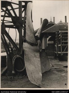 S.S. Fiona, damaged propeller after grounding in Suva Harbour