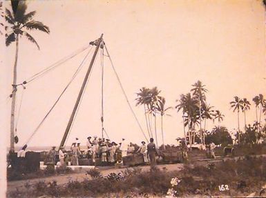 Hoisting up the flagpole