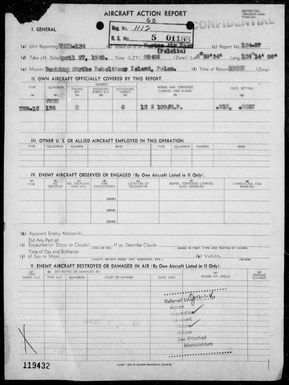 VMTB-134 - ACA report #57 â Bombing targets on Babelthuap Island, Palau Islands on 4/27/45