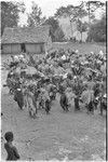 Pig festival, singsing: decorated men dance with kundu drums