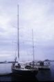 French Polynesia, sailboats anchored off shore of Tahiti Island