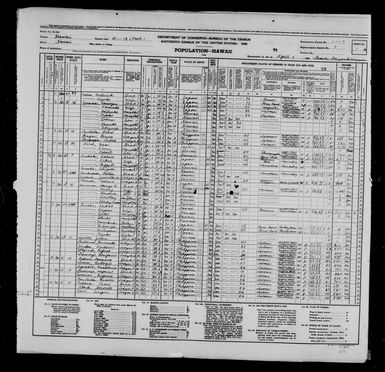 1940 Census Population Schedules - Hawaii - Hawaii County - ED 1-7