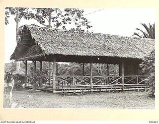 LAE, NEW GUINEA. 1945-04-08. PART OF THE PRESENT NEW OFFICERS MESS HEADQUARTERS FIRST ARMY, SHOWING THE ANTE-ROOM (NOW "A" MESS, THE GENERAL OFFICER COMMANDING'S MESS)