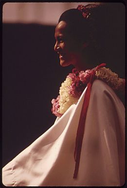 DRESSED FOR ALOHA DAY PARADE DURING ANNUAL ALOHA WEEK FESTIVITIES