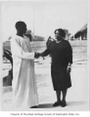 Juanita Lewis Russell with African student at World's Fair, Seattle, 1962