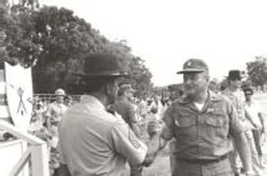Greeting a Soldier at Review, 1975 August 8