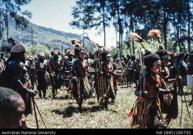 Mendi people wearing traditional dress