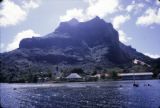 French Polynesia, mountain peaks and waterfront of Bora Bora