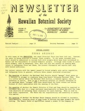 Newsletter - Hawaiian Botanical Society