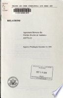 Relations : agreement between the United States of America and Palau, signed at Washington December 14, 1994